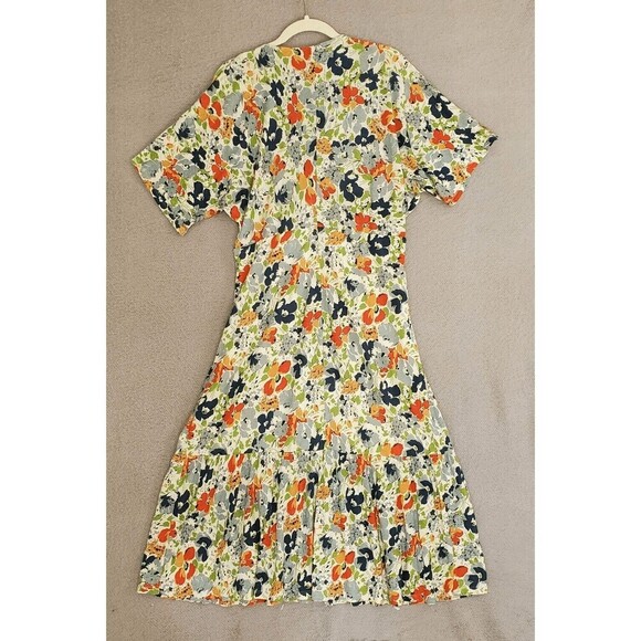 Lauren Ralph Lauren Women's Twist Front V Neck Floral Linen Blend Jersey Dress L - Picture 4 of 7